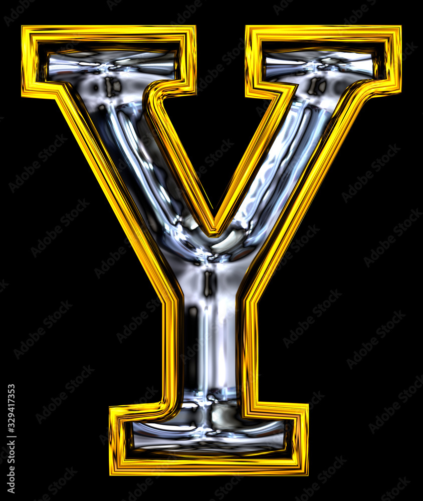 3D rendering. Uppercase Letter Y.