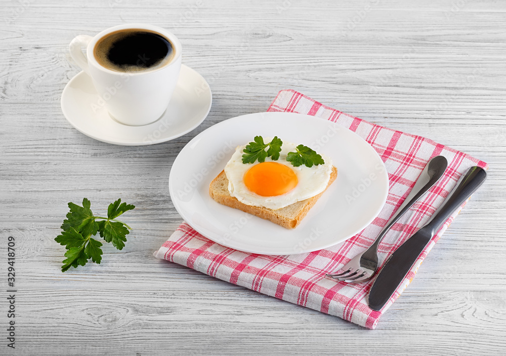 coffee fried egg bread parsley sandwich wooden white coffee fried egg bread parsley sandwich wooden white