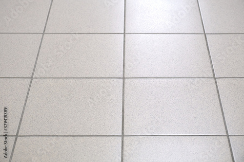 Perspective View of Gray tiled floor background, Gray tiled floor background