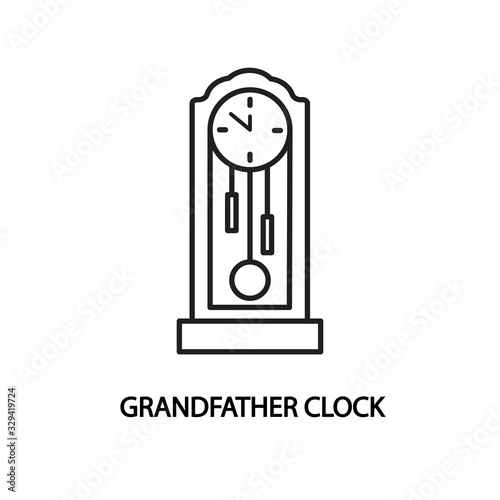 Grandfather clock flat line icon. Vector illustration watch with pendulum. Concept for web banners and printed materials