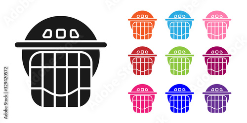 Photography Black Hockey helmet icon isolated on white background