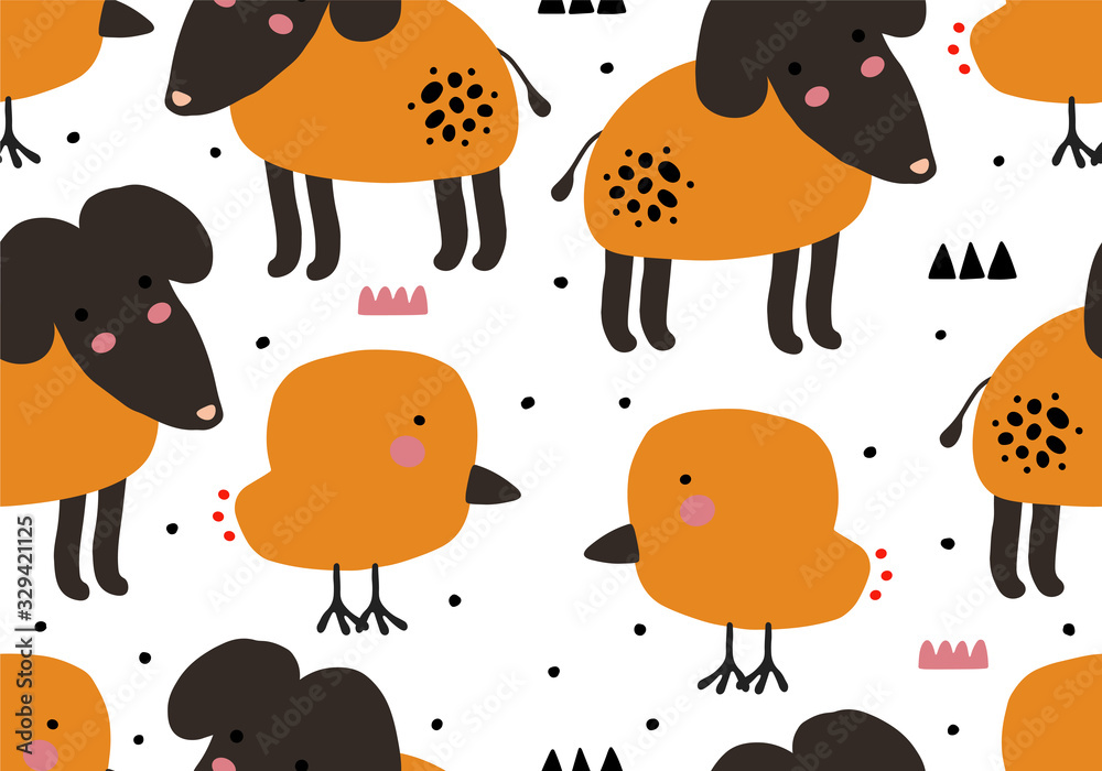 Abstract baby pattern with dog. Animal seamless cartoon illustration. Abstract baby pattern with dog. Animal seamless cartoon illustration.