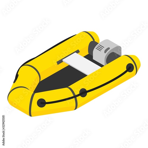 Inflatable motor boat icon. Isometric of inflatable motor boat vector icon for web design isolated on white background