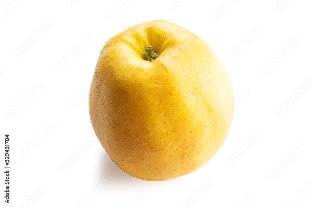 Ripe yellow apple on a white background. Healthy lifestyle. Organic fruit. Ripe yellow apple on a white background. Healthy lifestyle. Organic fruit.