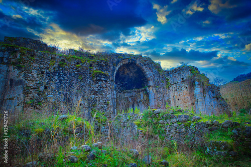 The ruins of the ancient monastery of Soreto, in the territory of Dinami. photo
