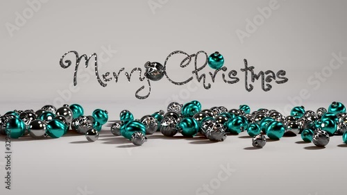Falling Christmas balls turquoise and silver