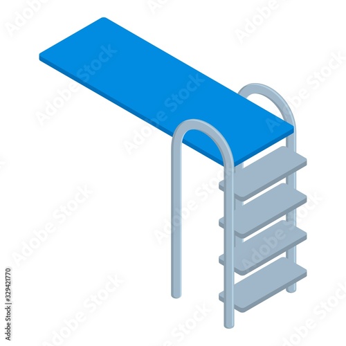 Pool jump board icon. Isometric of pool jump board vector icon for web design isolated on white background