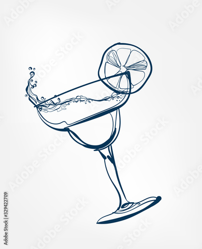 cocktail vector one line art drink isolated sketch