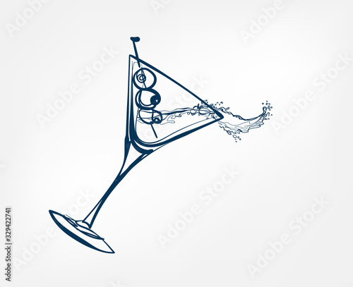 cocktail vector one line art drink isolated sketch