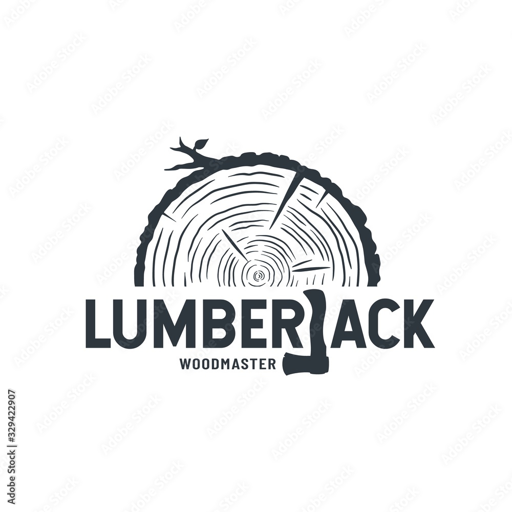 Ταπετσαρία Emblem of lumber wood with axe lumberjack
