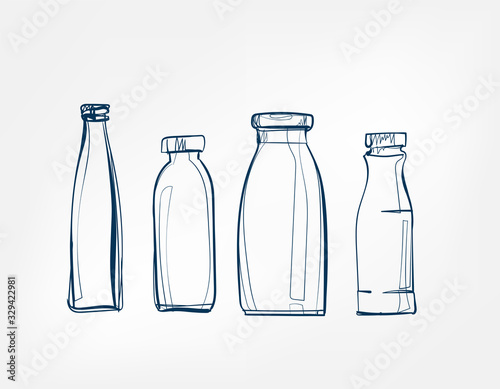 bottles vector one line art drink isolated sketch