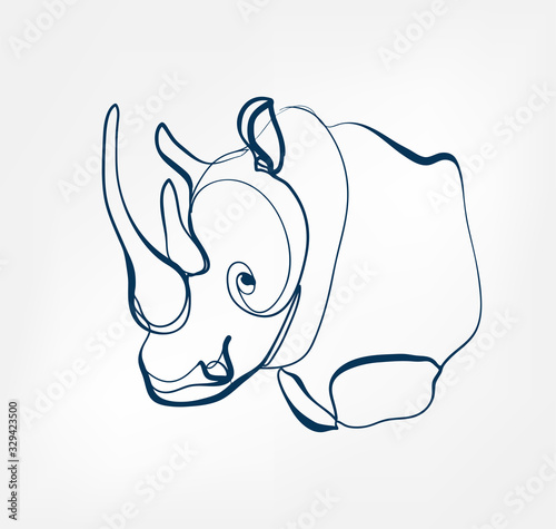 rhinoceros vector animal wild one line design