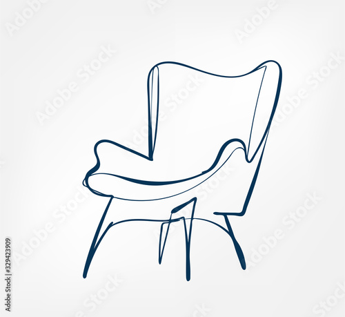 armchair one line vector design element isolated
