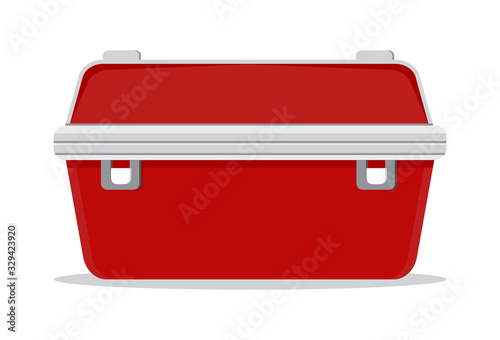 Medical bag icon vector. Red container for medical instruments photo