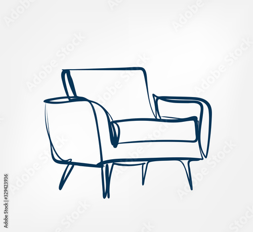 armchair one line vector design element isolated photo