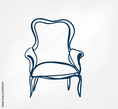 armchair one line vector design element isolated
