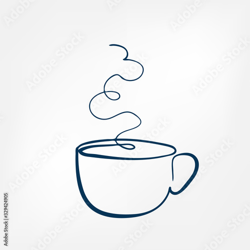 tea coffee cup one line vector design element isolated