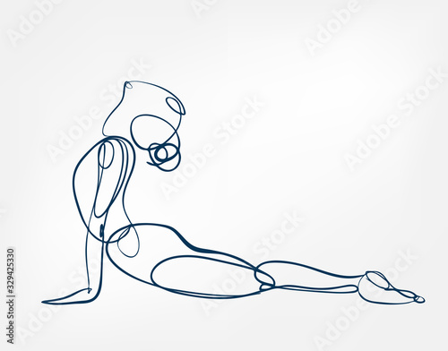 girl pose yoga asana one line vector design element isolated