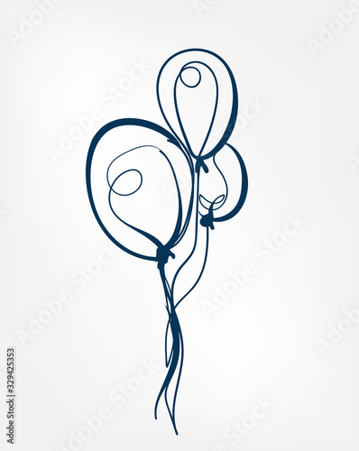 balloon one line vector isolated design element