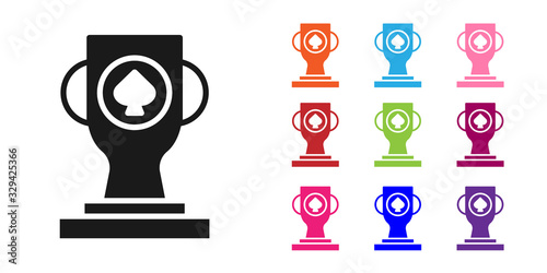 Black Casino poker trophy cup icon isolated on white background. Set icons colorful. Vector Illustration