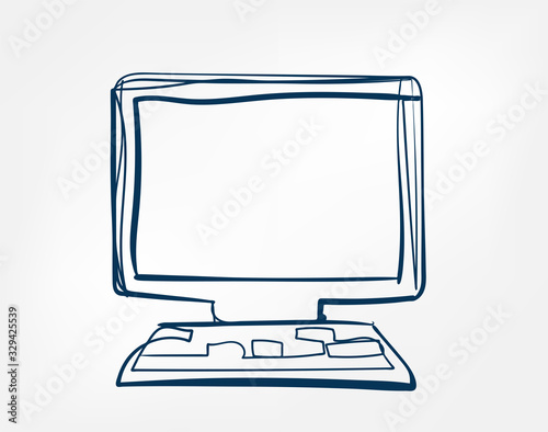 computer one line vector isolated design element
