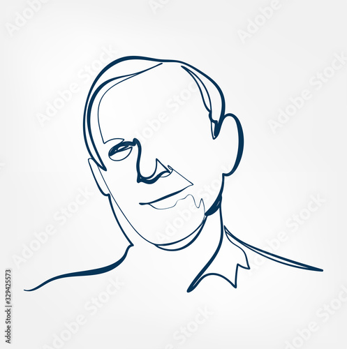 face one line vector isolated design element