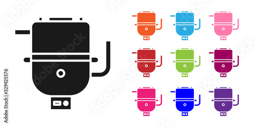 Black Electric boiler for heating water icon isolated on white background. Set icons colorful. Vector Illustration