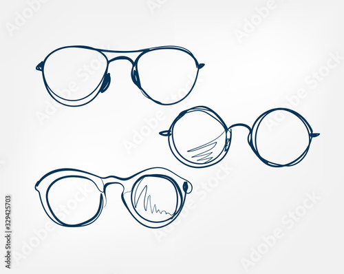 eyeglass frame one line vector isolated design element