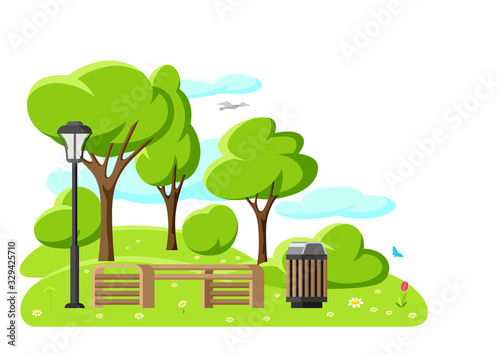 Background with beautiful summer or spring city park.
