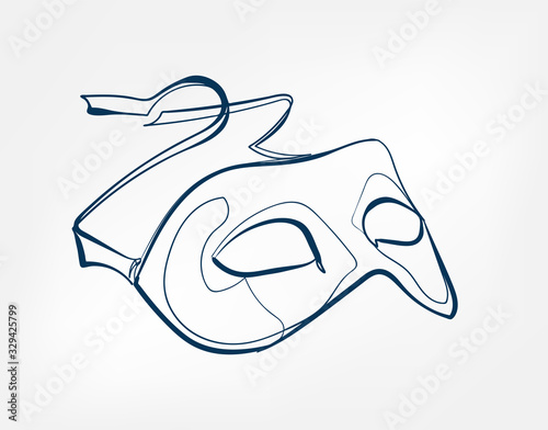 mask one line vector isolated design element