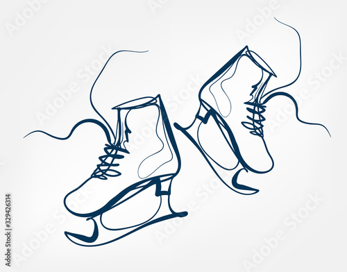 skates one line vector isolated design element