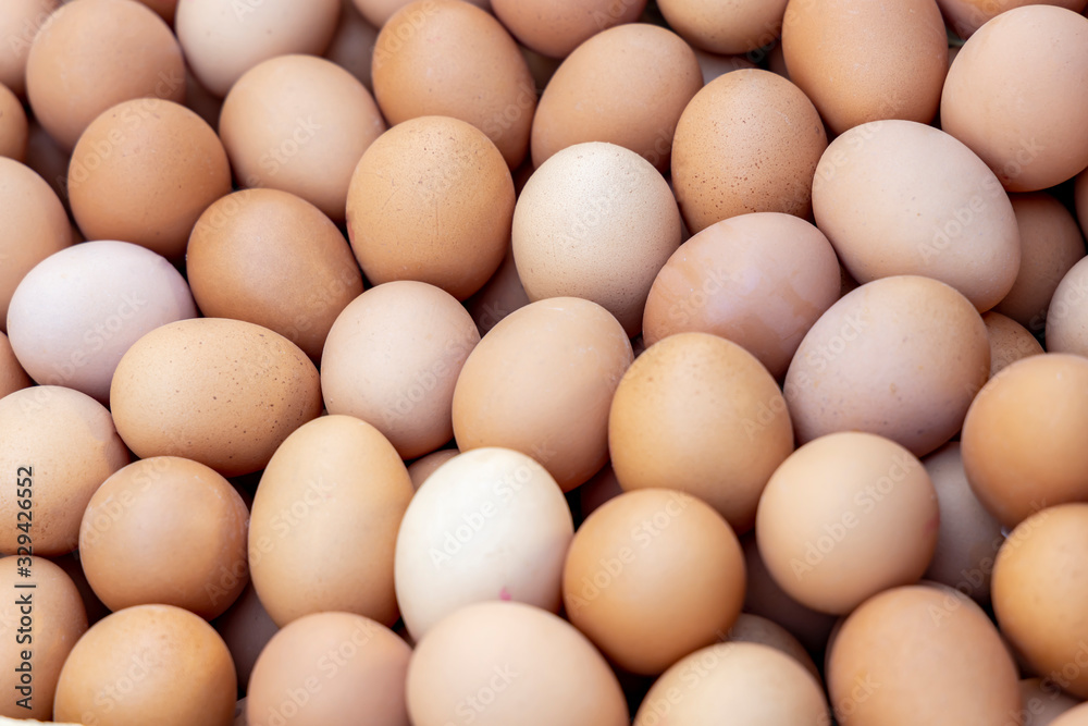 Fresh eggs for sale at a market.