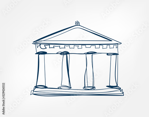 athens temple Sight vector art line isolated doodle illustration