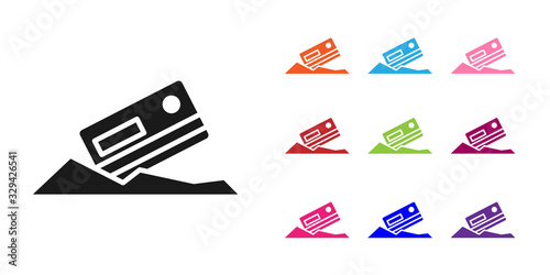 Black Cocaine and credit card icon isolated on white background. Set icons colorful. Vector Illustration