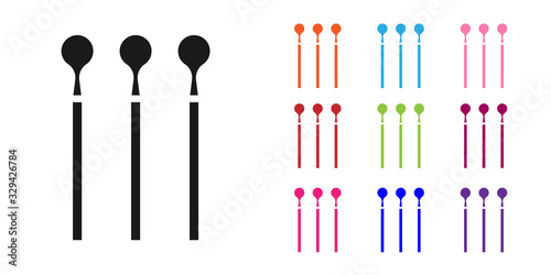 Black Matches icon isolated on white background. Set icons colorful. Vector Illustration