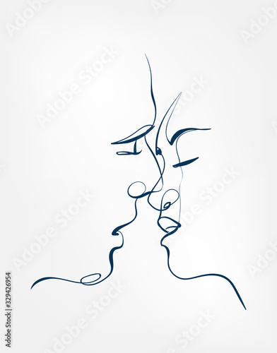 kiss vector art line isolated doodle illustration