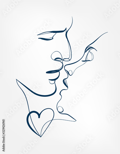 kiss vector art line isolated doodle illustration