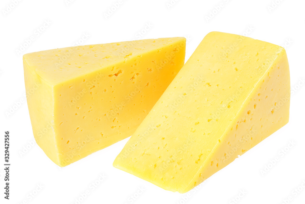 Cut of cheese isolated on a white background