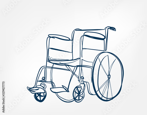 wheelchair vector art line isolated doodle illustration