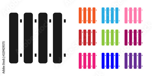 Black Heating radiator icon isolated on white background. Set icons colorful. Vector Illustration