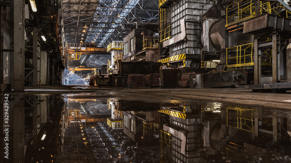 Interior of metallurgy hall in a copper smelter