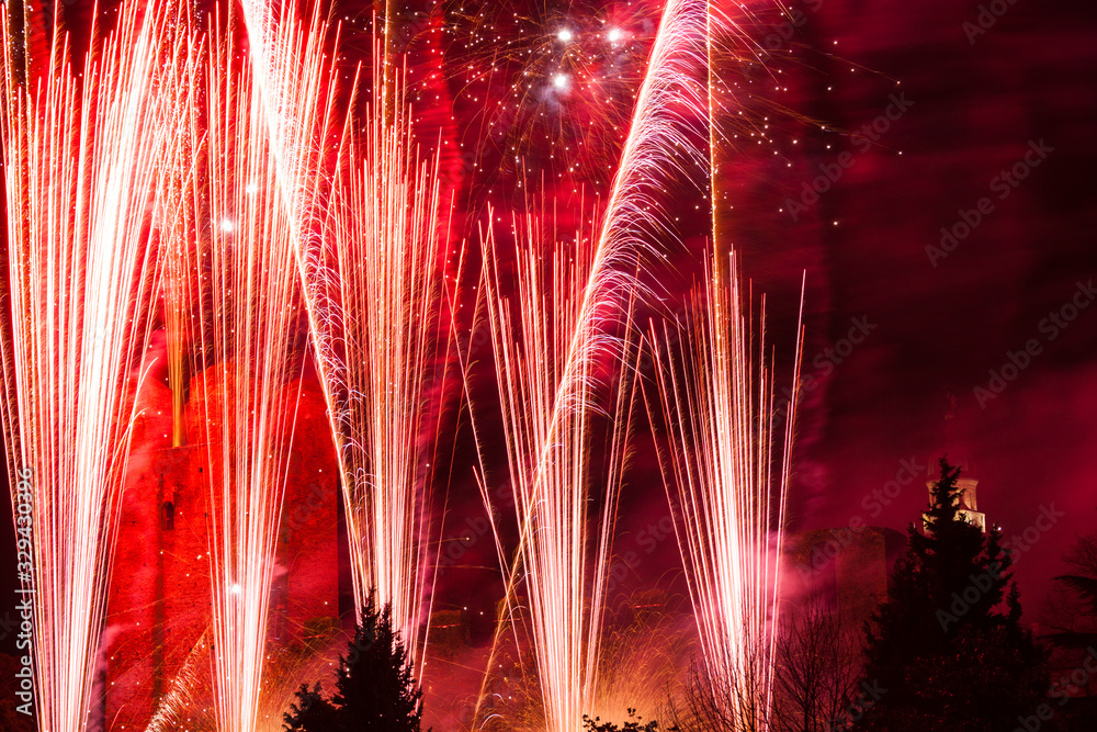 Fireworks show in the town of Castelfranco Veneto