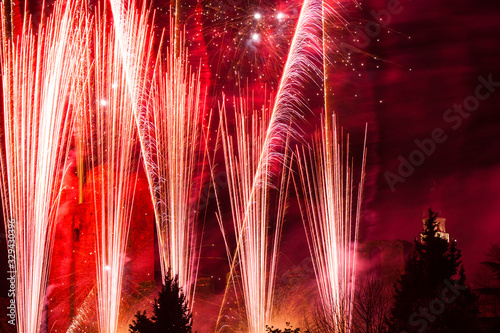 Obraz na płótnie Fireworks show in the town of Castelfranco Veneto w salonie