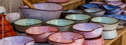 Typical dishes of the pottery of Jiménez de Jamuz. Leon, Spain.
