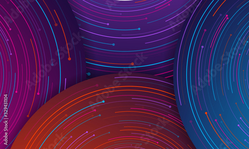 Vortex vector whirlpool motion of fiber lines. Blue galaxy orbit graphics.