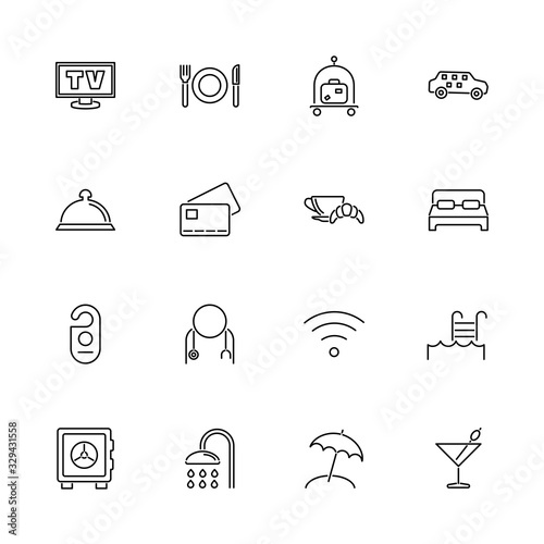 Hotel - Flat Vector Icons