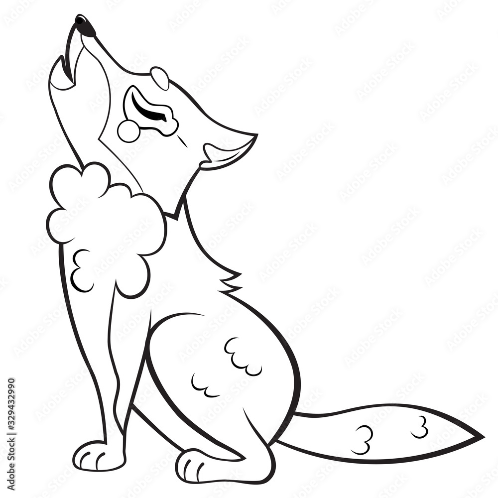 Coloring page outline of cute cartoon howling wolf. Vector image isolated  on white background. Coloring book of forest wild animals for kids Stock  Vector | Adobe Stock