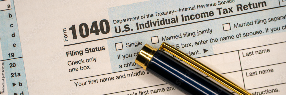 Tax forms 1040. U.S Individual Income Tax Return. Tax time.