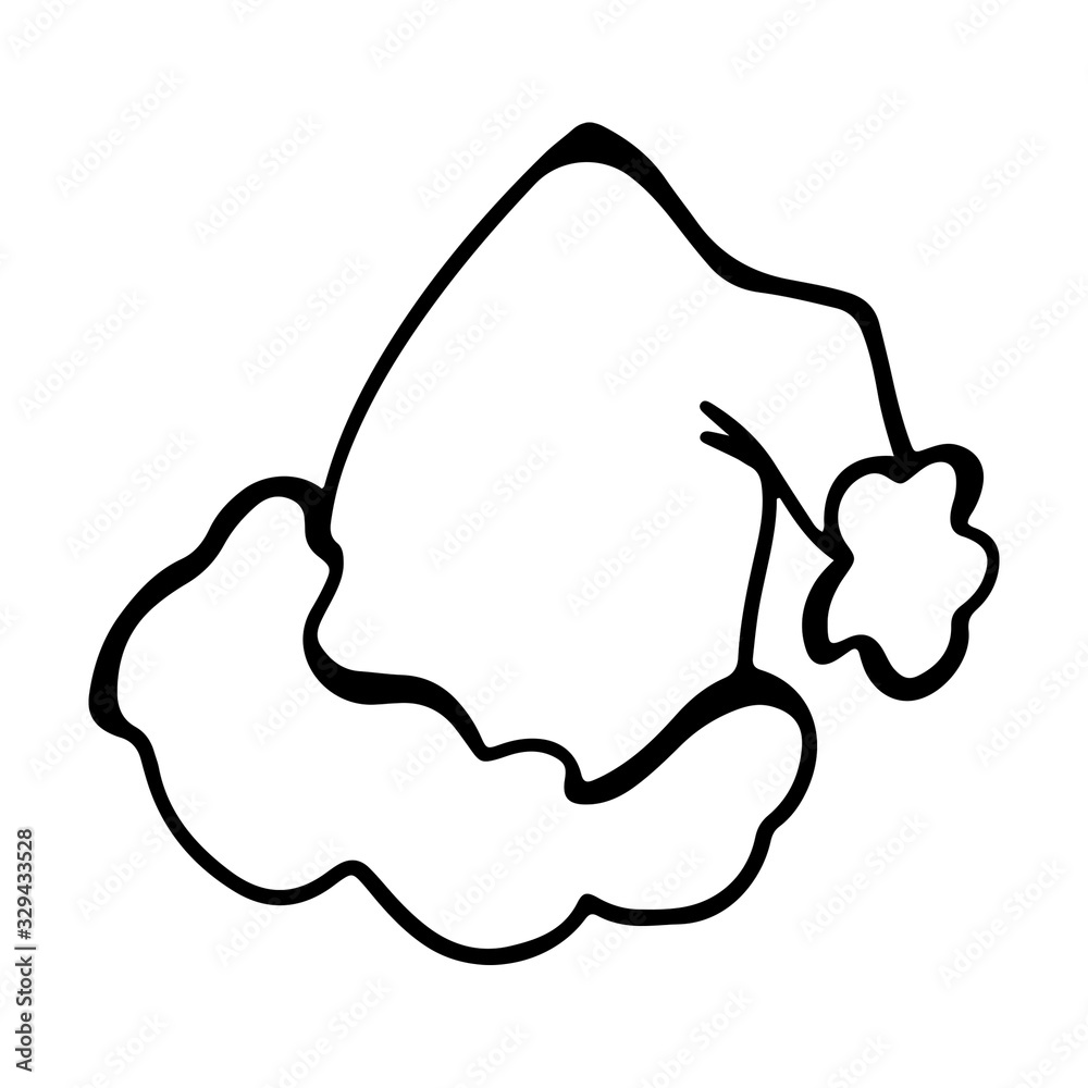 Christmas hat cute outline doodle digital art. Print for cards, banners, posters, wrapping paper, packages, boxes, stickers, fabrics, coloring for children and adults. Christmas hat cute outline doodle digital art. Print for cards, banners, posters, wrapping paper, packages, boxes, stickers, fabrics, coloring for children and adults.