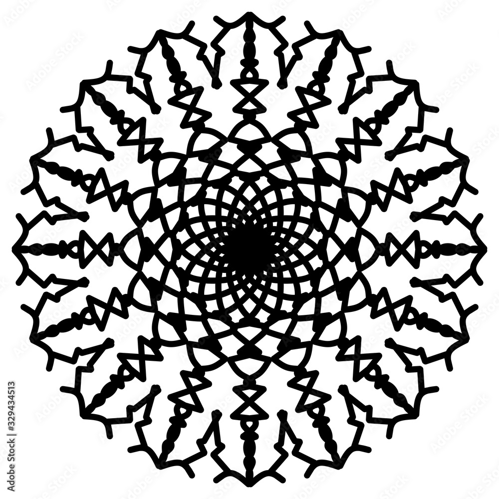 Fototapeta premium Abstract mandala on white background. Greeting Card, Invitation, Tattoo. Anti-Stress Therapy Pattern.